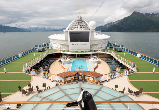 Drake Island on right