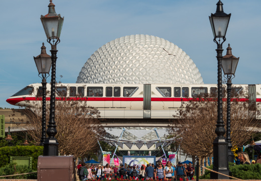Monorail Red and Spaceship Earth