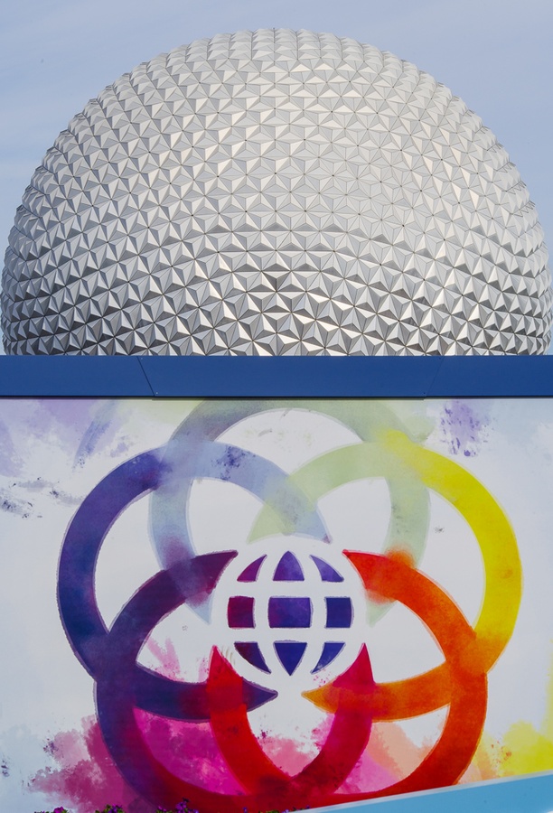 201901 WDW-025 Festival of the Arts sign and Spaceship Earth.jpg