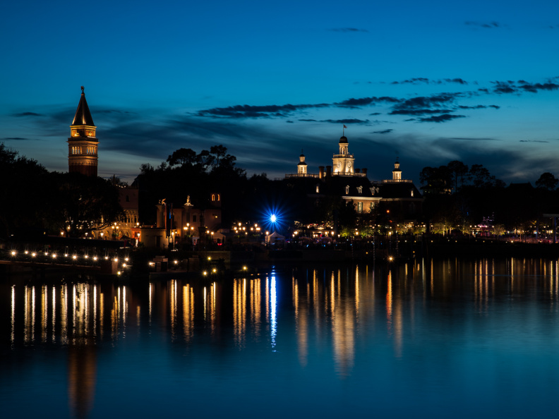 World Showcase at dusk