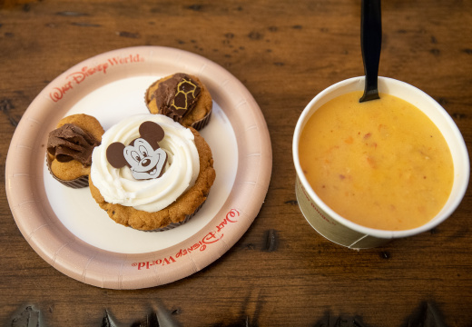 Chicken corn chowder and Mickey cookie from The Mara