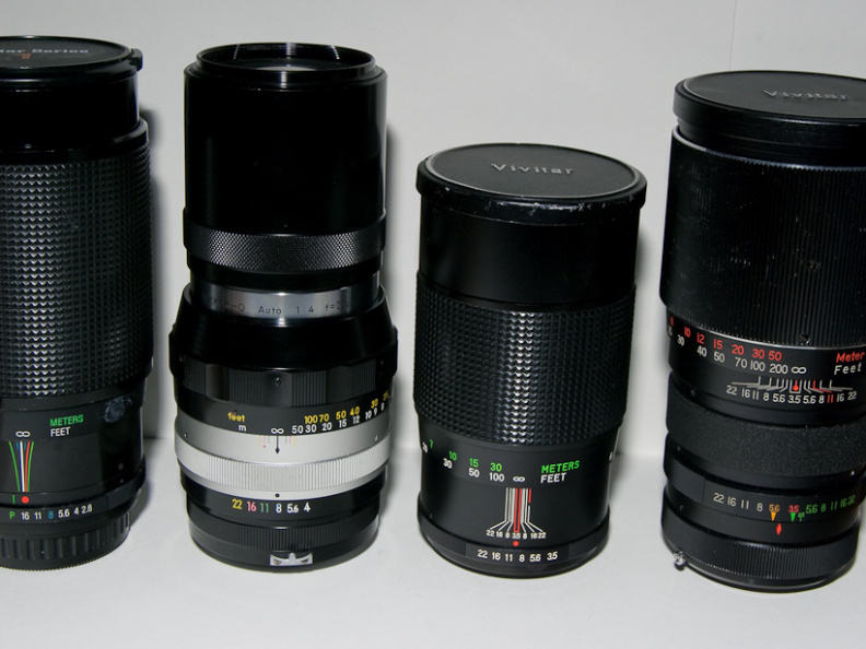 Size comparison of various 200mm lenses