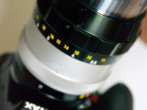Nikkor 20cm F4 mounted on Pentax K100D