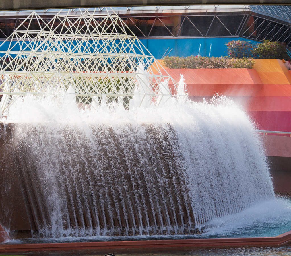Upside-down waterfall at Imagination Pavilion