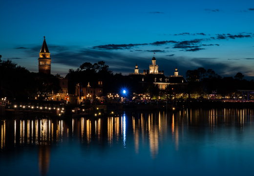 World Showcase at dusk