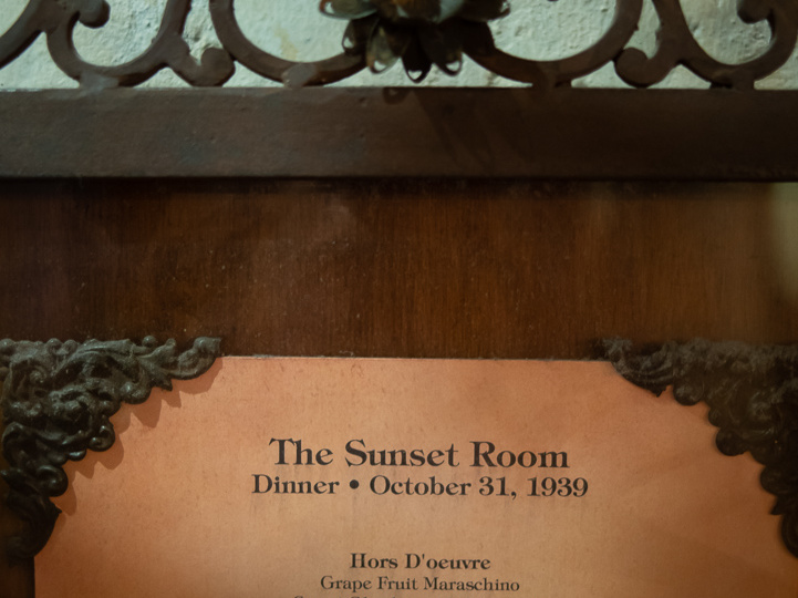 Tower of Terror menu