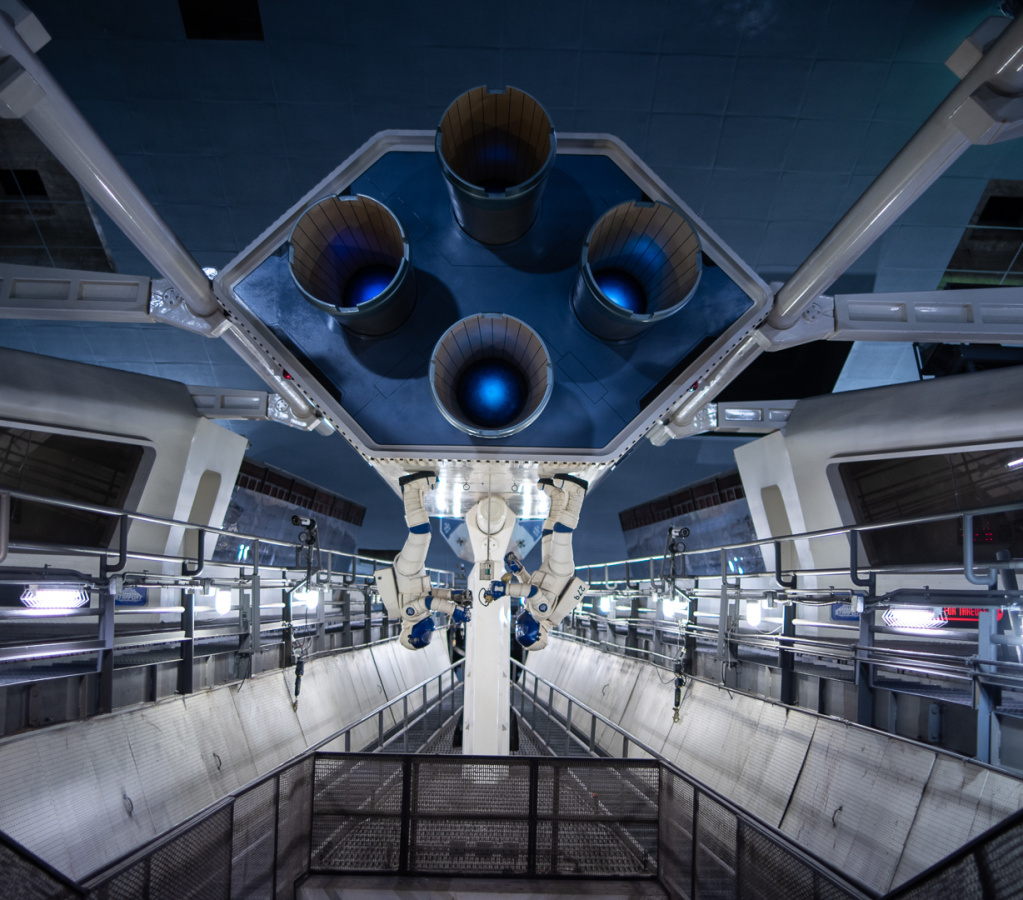 Space Mountain lights-on from PeopleMover